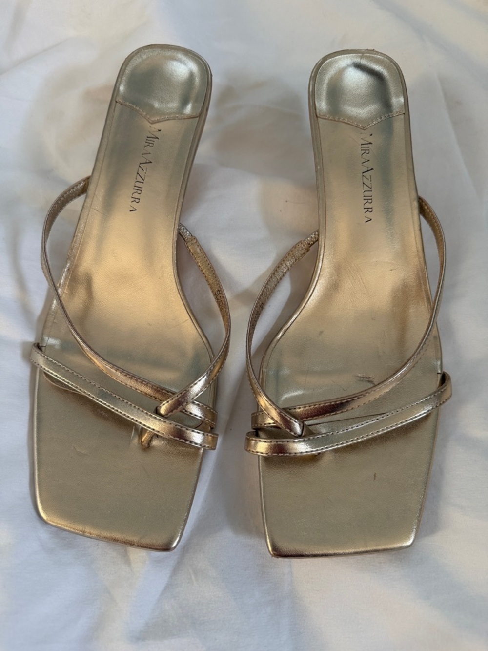 Metallic Gold Strappy Kitten Heel Sandals - Women - Picture 6 of 11